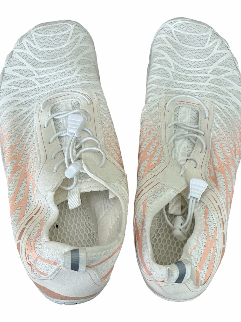 Women's barefoot Breathable Athletic Sneakers in Cream with Peach Accents